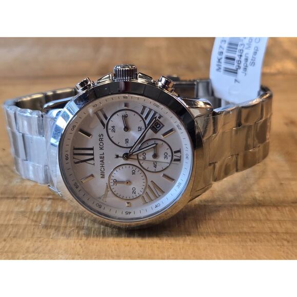 Michael Kors Silver and White Women's Watch - Picture 4 of 9